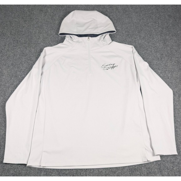 Sunday Swagger 1/4 Zip Performance Hoodie Mens XL White Black Speckled Hood Golf - Picture 2 of 8